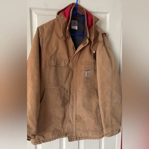 Carhartt C04 BRN blanket lined removable hood chore coat men’s size 46 USA Made